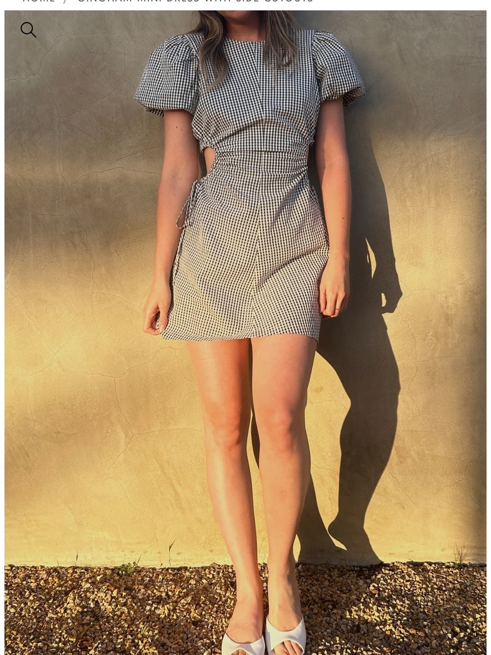 Oak + Fort Gingham Mini Dress with Side Cutouts